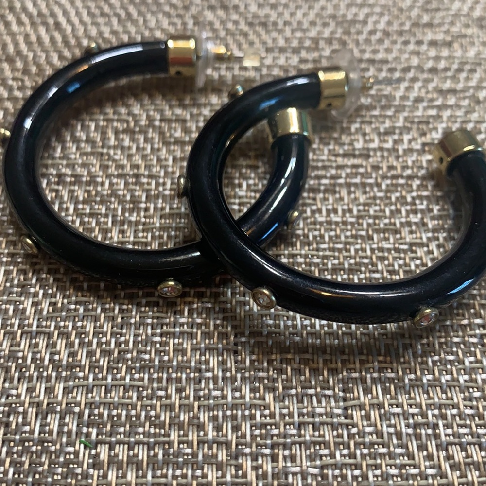 Gently used, EXPRESS Black Studded Hoop Earrings 💛